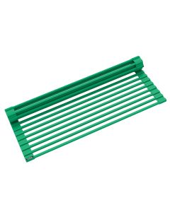 Workstation Multipurpose Over Sink Roll-Up Dish Drying Rack in Green