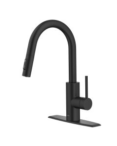 Single Handle Pull Down Kitchen Faucet with QuickDock Top Mount Installation Assembly in Matte Black