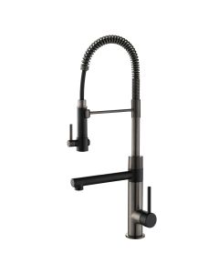 Commercial Style Pre-Rinse Kitchen Faucet with Pot Filler in Matte Black/Black Stainless Steel