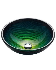 Green Glass Vessel 17" Bathroom Sink