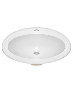Elavo 22" Oval Porcelain Ceramic Self-Rimming Drop-In Top Mount Bathroom Sink in White.