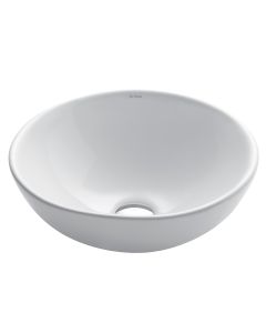 16" Round Vessel Ceramic Bathroom Sink in White