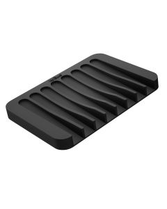 Kraus Self-draining silicone Soap Dish / Sponge Holder for Bathroom or Kitchen Counter in Black