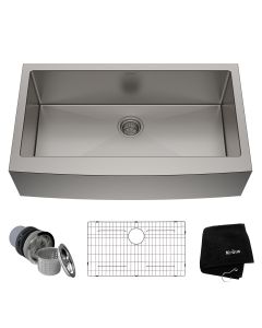 KRAUS Standart PRO™ 36-inch 16 Gauge Single Bowl Stainless Steel Farmhouse Kitchen Sink with Accessories
