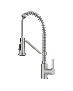 Britt Commercial Style 2-Function Single Handle Pull Down Kitchen Faucet in Spot-Free Stainless Steel.
