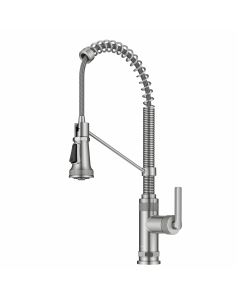 Allyn Commercial Style 2-Function Single Handle Pull Down Kitchen Faucet in Spot-Free Stainless Steel.