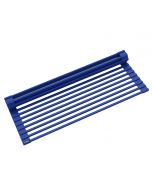 Workstation Multipurpose Over Sink Roll-Up Dish Drying Rack in Dark Blue