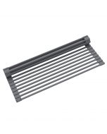 Multipurpose Over-Sink Roll-Up Dish Drying Rack in Dark Grey