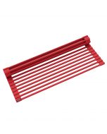 Workstation Multipurpose Over Sink Roll-Up Dish Drying Rack in Red