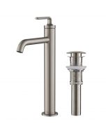 Single Handle Vessel Bathroom Sink Faucet with Pop-Up Drain in Spot Free Stainless Steel