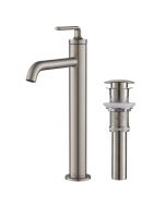 Single Handle Vessel Bathroom Faucet with Pop-Up Drain in Spot Free Stainless Steel