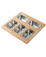 Workstation Kitchen Sink Serving Board Set with Rectangular Stainless Steel Bowls