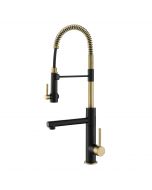 Commercial Style Pre-Rinse Kitchen Faucet in Spot Free Antique Champagne Bronze/Matte Black