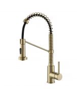 Commercial Style 2-Function Single Handle Pull-Down Kitchen Faucet in Spot-Free Antique Champagne Bronze