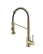 Commercial Style Pull-Down Single Handle 18" Kitchen Faucet in Brushed Gold