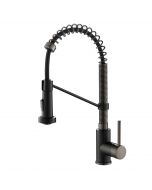 18 in. Commercial Style Pull-Down Kitchen Faucet in Matte Black/Black Stainless
