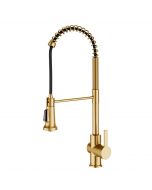 Commercial Style Pull-Down Single Handle Kitchen Faucet in Brushed Brass