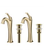 Brushed Gold Tall Vessel Bathroom Faucet with Pop-Up Drain (2-Pack)