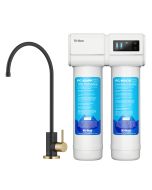 2-Stage Under-Sink Filtration System with Single Handle Drinking Water Filter Faucet in Brushed Brass/Matte Black