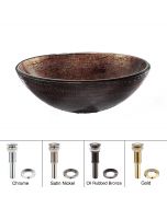 Copper Brown Glass Vessel 16 1/2" Bathroom Sink w/ Pop-Up Drain in Oil Rubbed Bronze