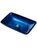 Blue Rectangular Glass Vessel 22" Bathroom Sink