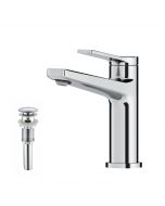 Single Handle Basin Bathroom Faucet and Pop Up Drain with Overflow in Chrome