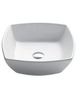 Square Vessel 16 1/2" Ceramic Bathroom Sink in White