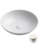 16 1/2" Round Vessel Ceramic Bathroom Sink in White wth Pop Up Drain