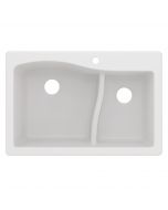 New KRAUS Quarza™ 33" Drop-In/Undermount Granite 60/40 Double Bowl Kitchen Sink in White 
