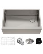 KRAUS Standart PRO™ 33" Flat Apron Front 16 Gauge Stainless Steel Single Bowl Kitchen Sink with Accessories

