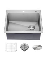 25in. Drop-In/Top Mount Stainless Steel 2-Hole Single Bowl Kitchen Sink