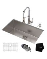 30" Undermount Kitchen Sink w/ Bolden Commercial Pull-Down Faucet and Soap Dispenser in Stainless Steel/Chrome