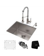 23" Undermount Kitchen Sink w/ Bolden Commercial Pull-Down Faucet and Soap Dispenser in Stainless Steel/Chrome