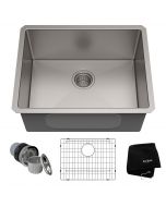 KRAUS Standart PRO™ 23-inch 16 Gauge Undermount Single Bowl Stainless Steel Kitchen Sink with accessories
