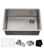 KRAUS Standart PRO™ 27-inch 16 Gauge Undermount Single Bowl Stainless Steel Kitchen Sink with accessories
