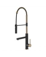 Commercial Style Pull-Down Single Handle Kitchen Faucet with Pot Filler in Spot Free Antique Champagne Bronze / Matte Black 