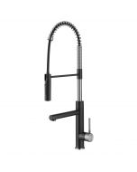 Commercial Style Pull-Down Single Handle Kitchen Faucet with Pot Filler in Spot Free Stainless Steel / Matte Black 