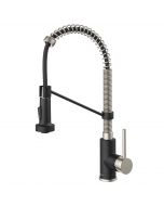 KRAUS Bolden™ 18 inches Commercial Style Pull-Down Kitchen Faucet in Matte Black/Stainless Steel Finish