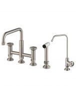 Industrial Bridge Kitchen Faucet and Water Filter Faucet Combo in Spot Free Stainless Steel