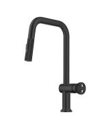 Industrial Pull-Down Single Handle Kitchen Faucet in Matte Black