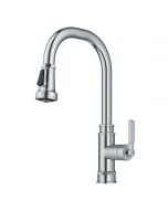 Transitional Industrial Pull-Down Single Handle Kitchen Faucet in Chrome