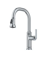 Industrial Pull-Down Single Handle Kitchen Faucet in Chrome