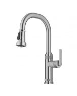 Industrial Pull-Down Single Handle Kitchen Faucet in Spot-Free Stainless Steel 
