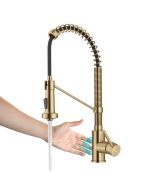 Touchless Sensor Commercial Style Pull-Down Single Handle Kitchen Faucet in Brushed Brass