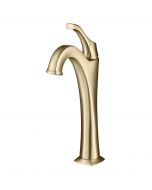 Single Handle Vessel Bathroom Faucet with Pop-Up Drain in Brushed Gold