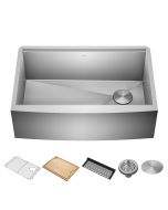 Workstation 30" Apron Front Farmhouse 16 Gauge Stainless Steel Single Bowl Kitchen Sink with Accessories