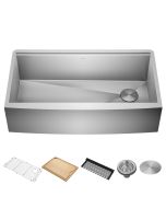 Workstation 36" Apron Front Farmhouse 16 Gauge Stainless Steel Single Bowl Kitchen Sink with Accessories