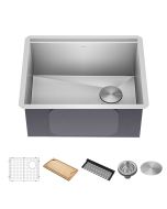 Kore™ Workstation 23" Undermount 16 Gauge Stainless Steel Single Bowl Kitchen Sink with accessories
