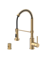 Commercial Style Pull-Down Single Handle 18" Kitchen Faucet in Spot Free Antique Champagne Bronze with Air Gap 