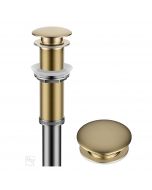 Pop-Up Drain for Bathroom Sink with Extended Thread without Overflow in Brushed Gold